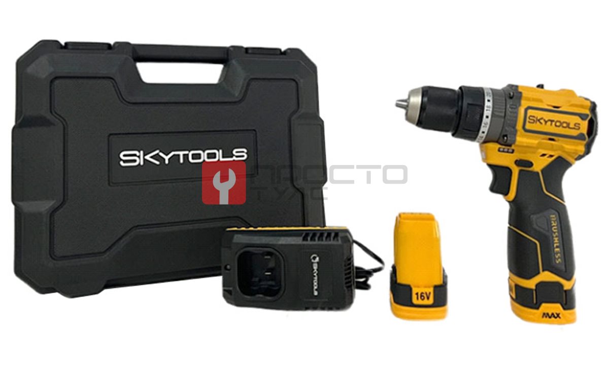  Аккумуляторная дрель-шуруповерт SKytools 2.0 Ач х 2, 16В), SK7004 (0)