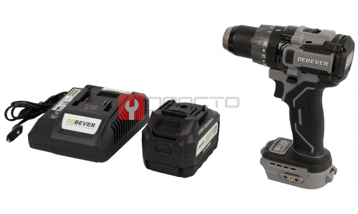  DBE-7332CKIT Дрель-шуруповерт аккумуляторная DeBever бесщеточная, ударная, 85Nm, 20+3, 13мм, 20В, 2 Ач в наборе с аккумулятором и зарядным устро (0)
