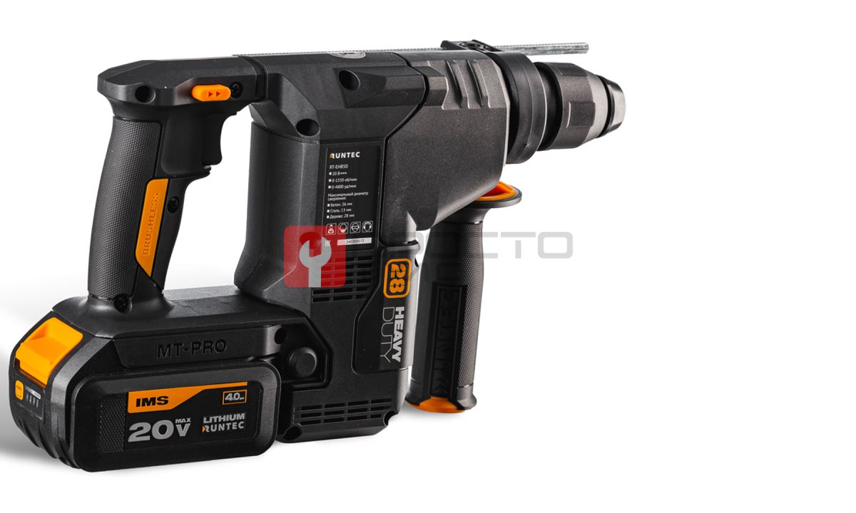  RUNTEC RT-EH850 Перфоратор аккумуляторный RUNTEC PRO 2.9Дж, 20В, 2*4Ач, 850Вт (1)