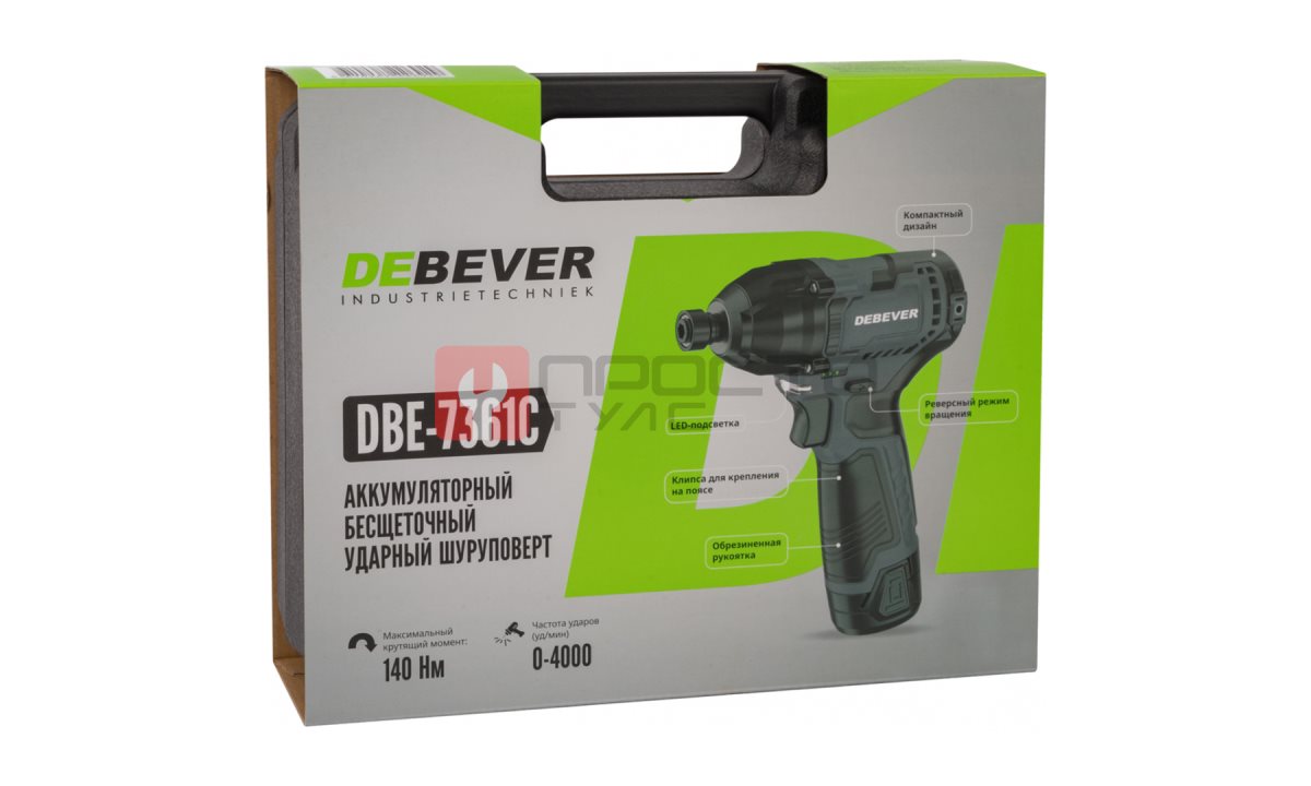  DBE-7361C Винтоверт аккумуляторный DeBever бесщеточный, ударный, шестигранник 1/4