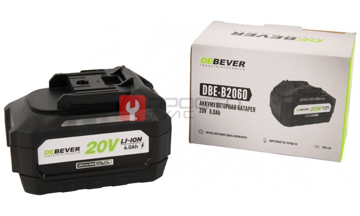  DBE-B2060 Аккумулятор DeBever li-ion; 20В; 6,0 Ач (1)