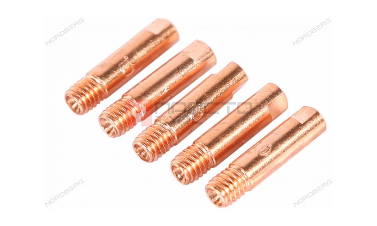  Сварочный наконечник для горелки MIG/MAG E-CU, M6x25, 1 мм, 5 шт. NORDBERG WMI-N10 (0)