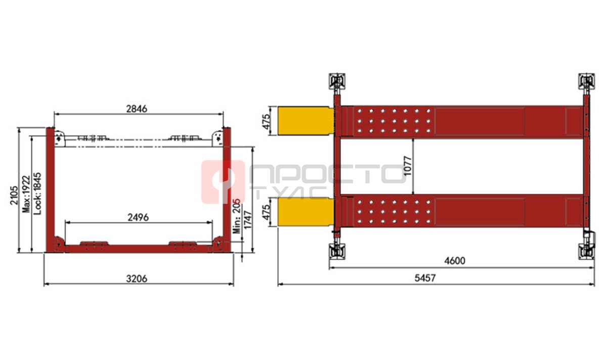  A440AH (KHL-4000A) Подъемник четырехстоечный, 4 тонны, под 3D сход-развал (Красный) (1)