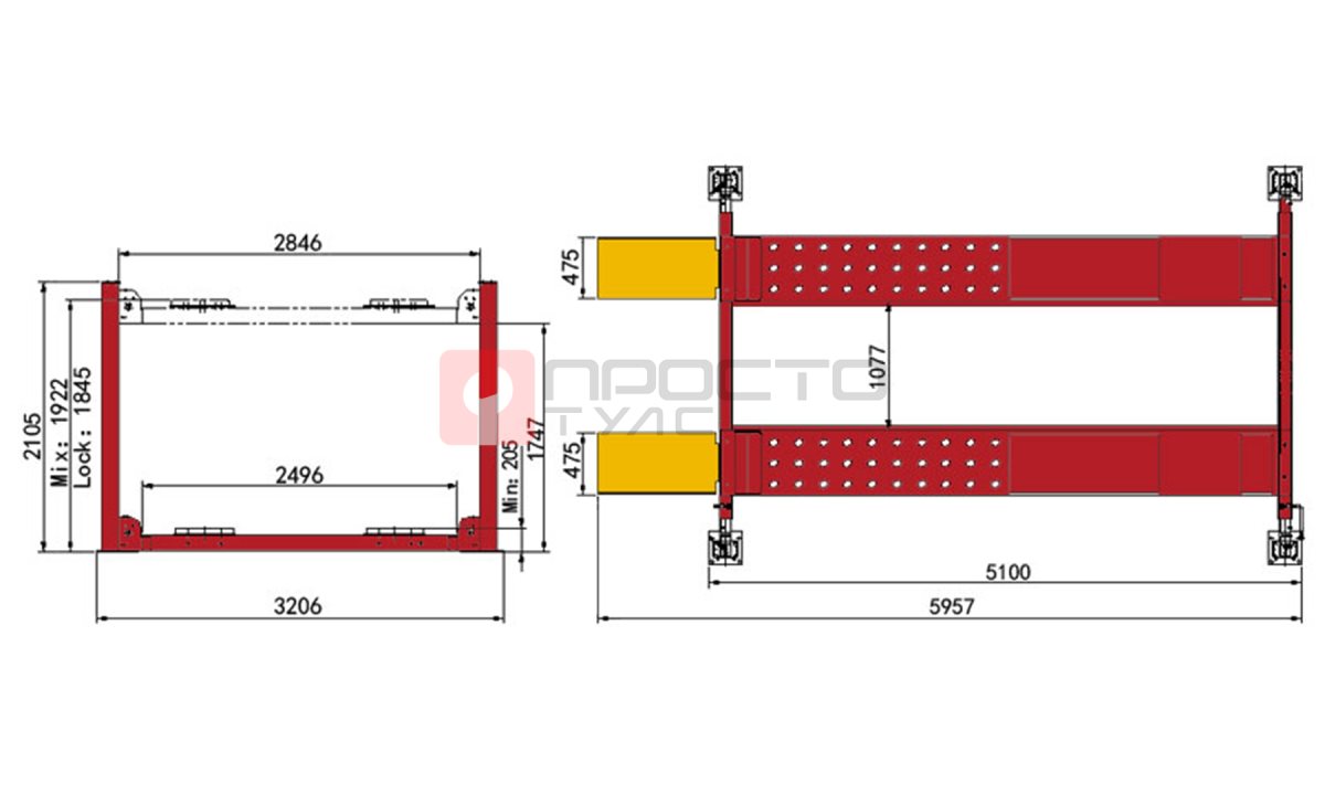  A455AH (PEAK KHL-5500A) Подъемник четырехстоечный, 5.5 тонн, под 3D сход-развал (1)