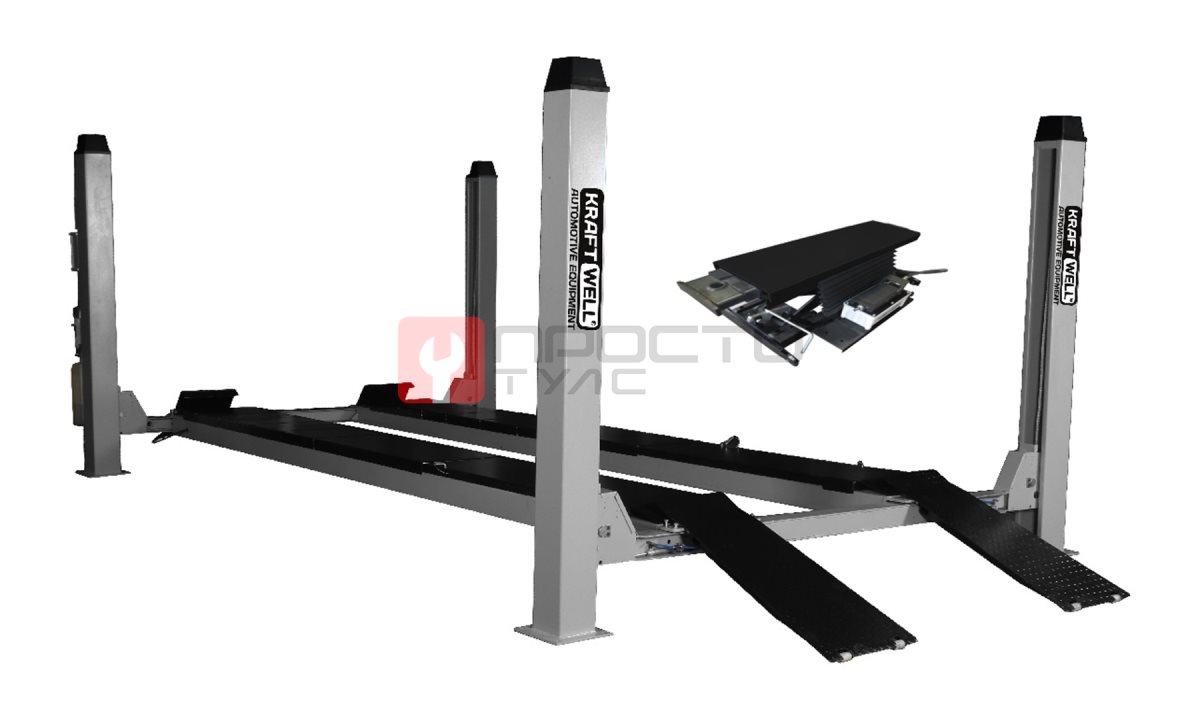 KraftWell KRW450AT+KRWJB2P Комплект для сход-развала г/п 4,5 т платформы 5700 мм с пневмотраверсой 2 т. и кругами (0)