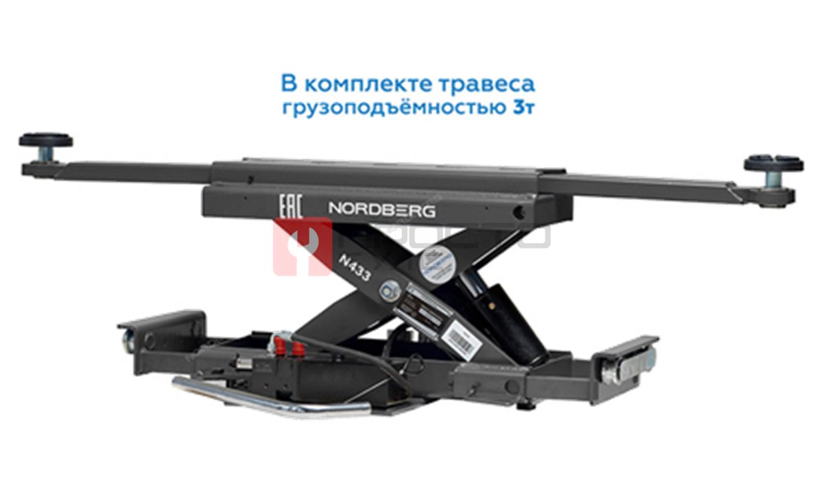  Подъемник 380V 4х стоечный 5т, c ручной траверсой 3т, 380В (Серый) NORDBERG 4450J (1)