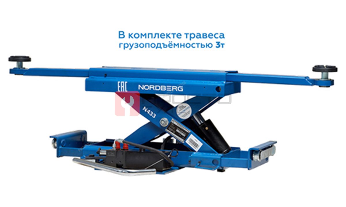  Подъемник 4х стоечный 5т, c ручной траверсой 3т, 380В (синий) NORDBERG 4450J (1)