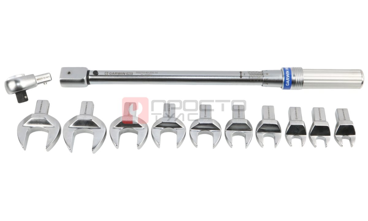  GARWIN INDUSTRIAL 502210-40-200-14-SET Динамометрический ключ двухстороннего действия в наборе со сменными насадками, 12 пр., 40-200 Нм (0)