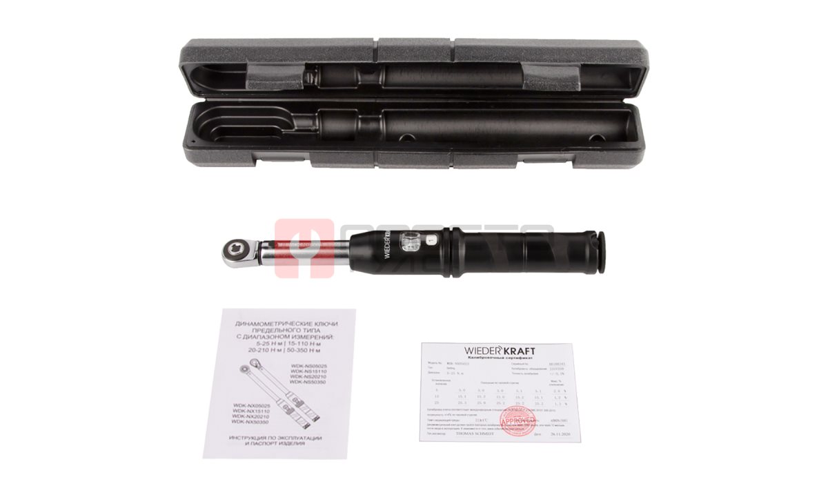  WDK-NX05025 Динамометрический ключ 5-25 Нм, трещотка с проходным приводным квадратом 1/4