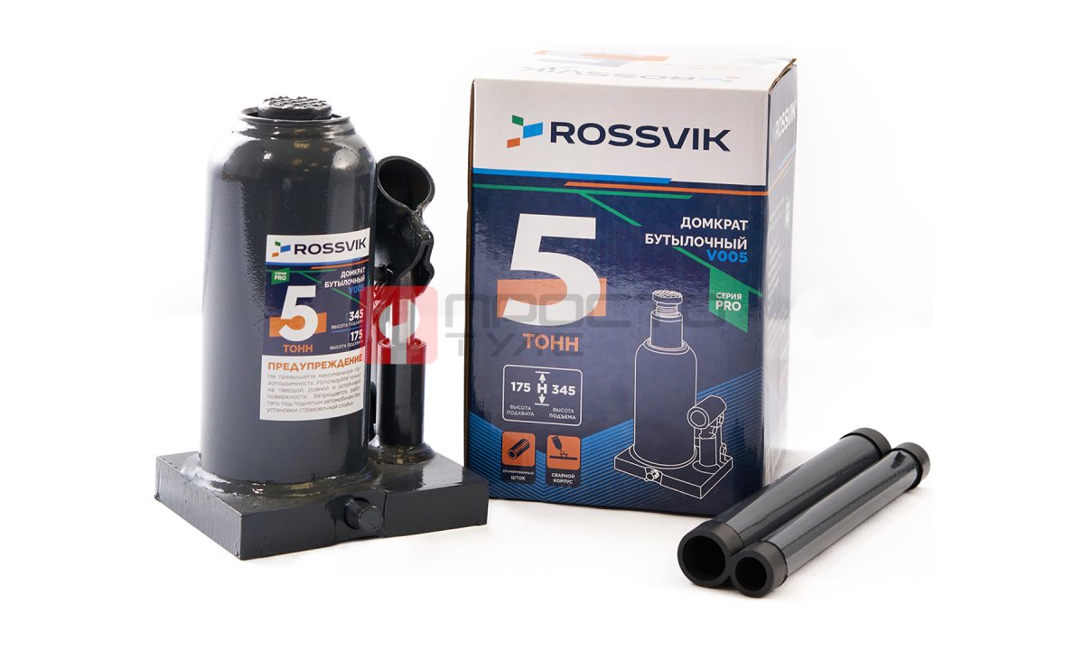  Домкрат бутылочный ROSSVIK PRO V005, г/п 5,0т (0)