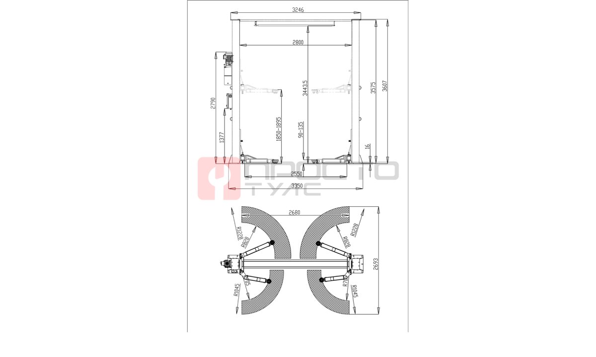  Автоподъемник двухстоечный ROSSVIK V2-4LB г/п 4.0т, 380В (0)
