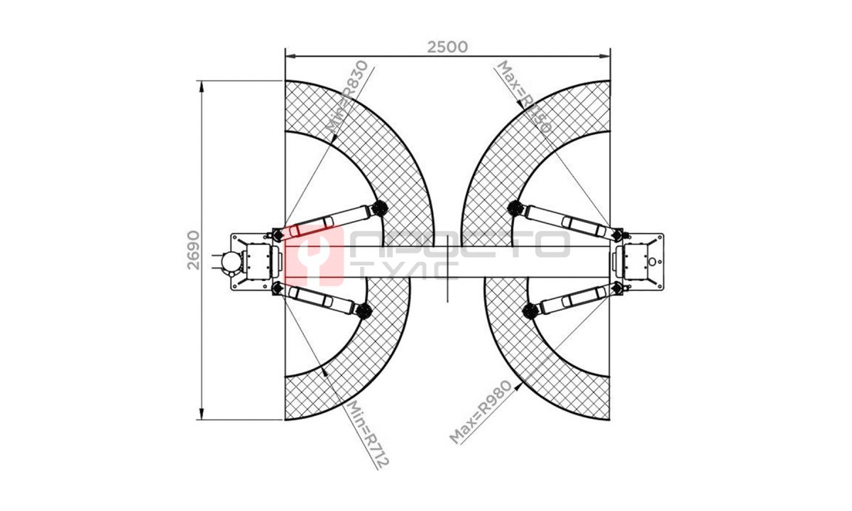  KraftWell KRW3DLM/220 Подъемник двухстоечный г/п 3200 кг. электрогидравлический (1)