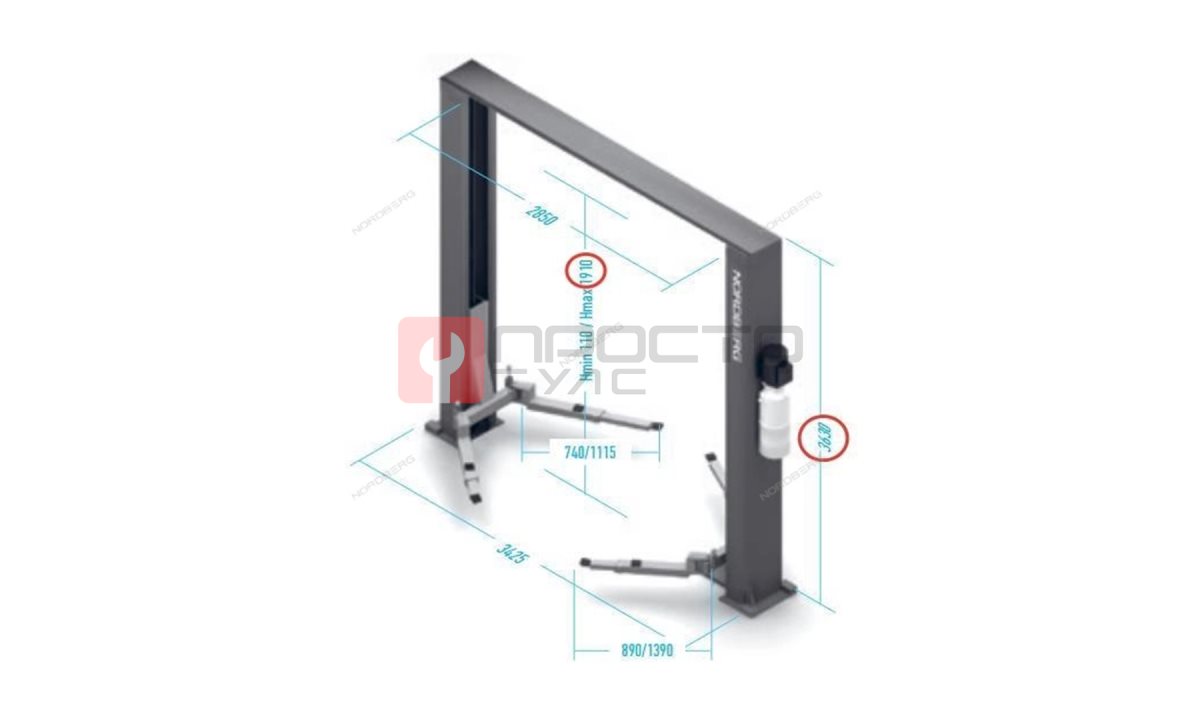  Подъемник  двухстоечный 220V с верхней синхронизацией NORDBERG N4121H-4T (1)