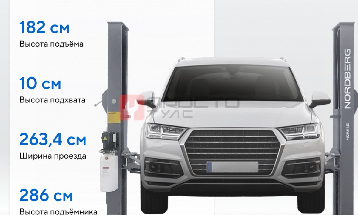  Подъемник 380V 2х стоечный 4,5т NORDBERG N4124AM-4,5G (1)