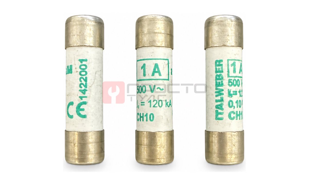  Предохранитель цилиндрический Italweber CH10 1А 500В (тип aM) (0)