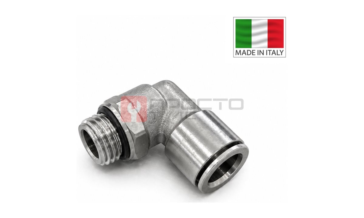  Фитинг пневматический цанговый угловой (поворотный), серия All-Metal (Италия) 8мм (0)
