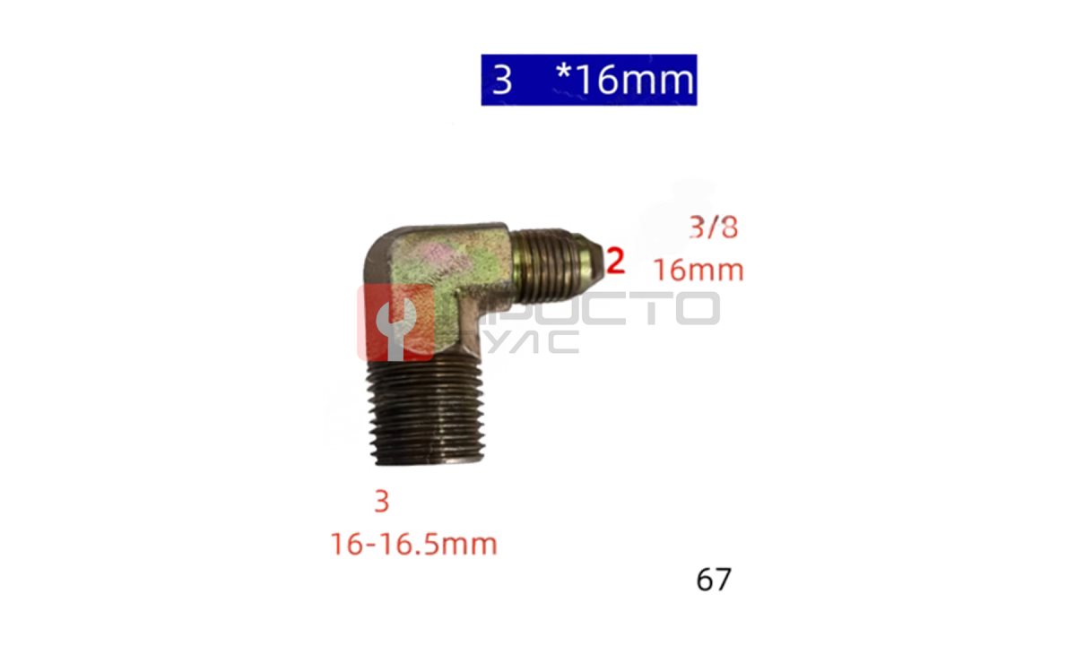  Фитинг угловой 3/8 *16мм *67 (0)