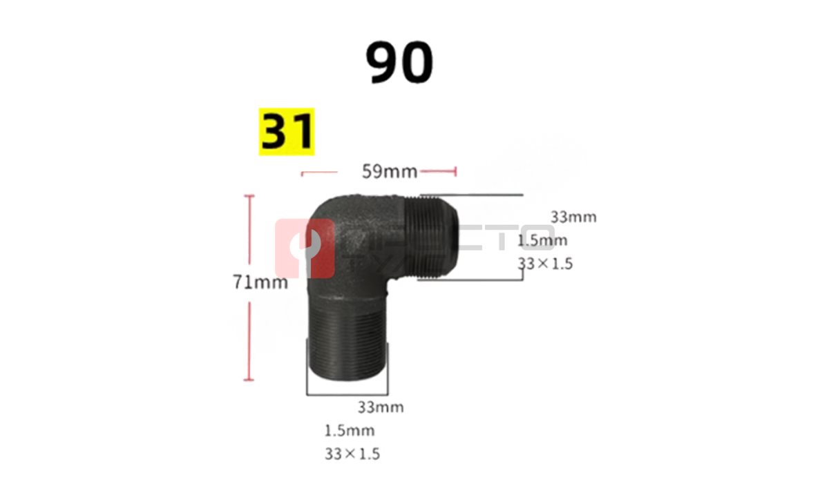  Фитинг угловой 33*33 31 (0)