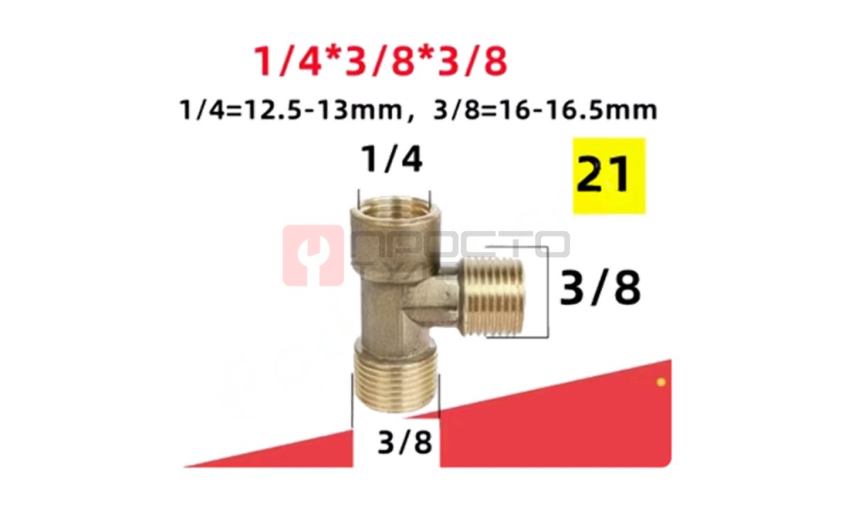 Тройник-разветвитель компрессора 1/4*3/8*3/8 21 (0)