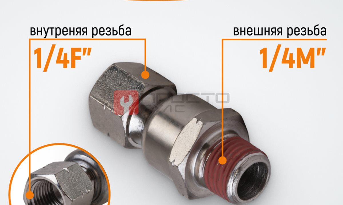  WDK-82FM  Шарнитное соединение для пневматического инструмента, M 1/4”, F 1/4” (1)