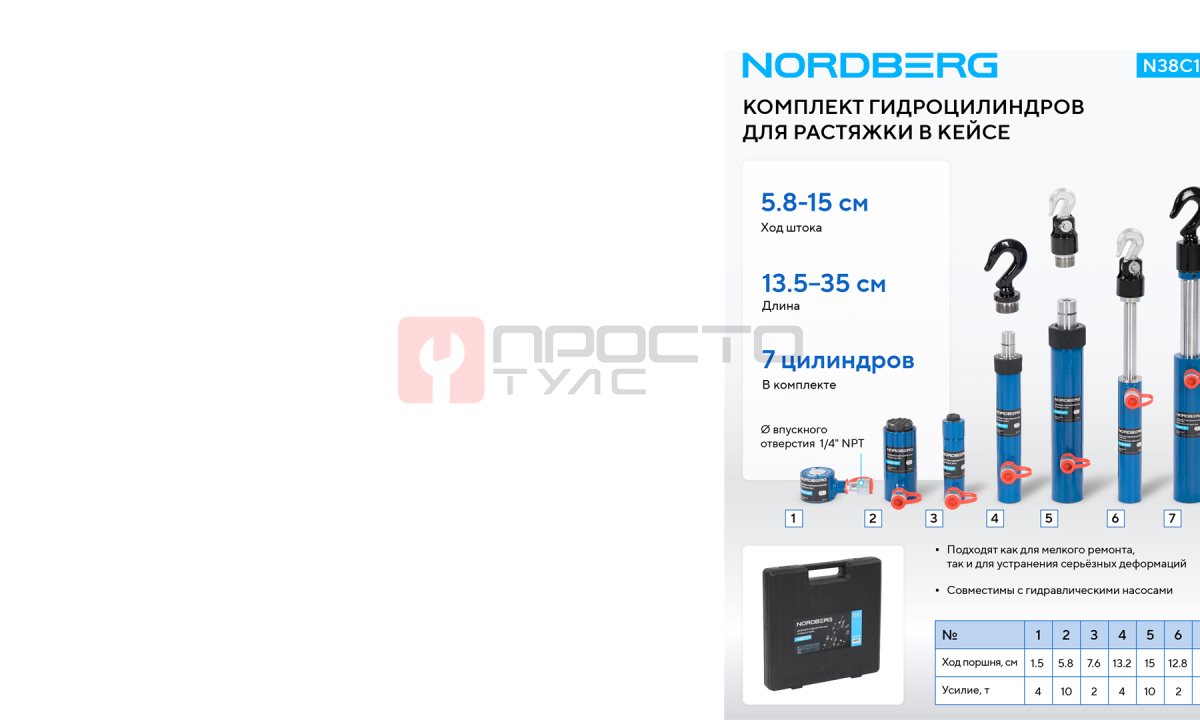  Цилиндры гидравлические для растяжки (комплект 7 шт.) NORDBERG N38C107 (1)
