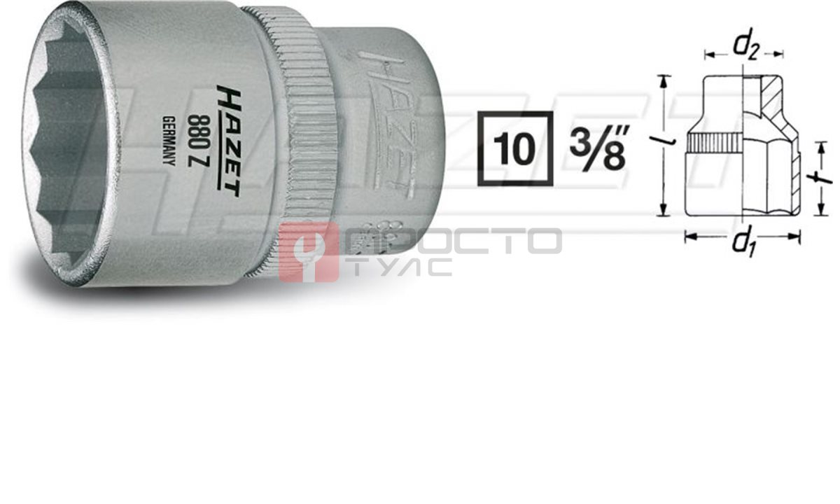  Головка торцевая 12-гранная 3/8