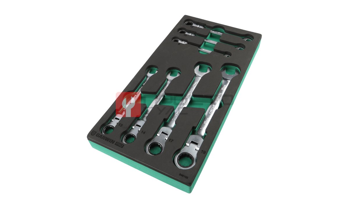  GARWIN PRO 646165 Набор ключей комбинированных трещоточных с шарниром 7 пр. в ложементе EVA (1)