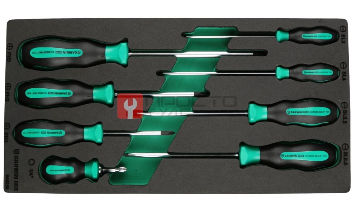  GARWIN PRO 646258 Набор отверток стандартных 8 пр. в ложементе EVA (1)