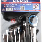  Licota ACK-384018 Набор ключей комбинированных трещоточных 7 пр. 8 - 19 мм, в ложементе (6)