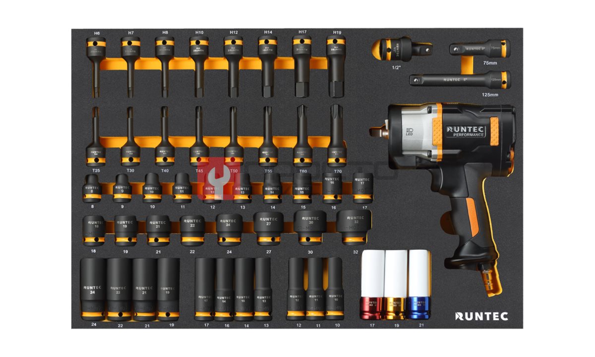  RUNTEC RT-ISPE53F Набор с пневмогайковертом, ударными головками и аксессуарами RUNTEC 1/2