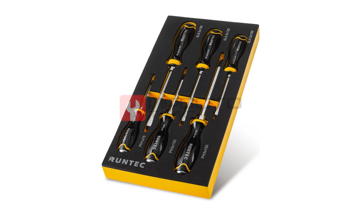  RUNTEC RT-SD3E6 Набор усиленных отверток RUNTEC CrV со сквозным стержнем в ложементе EVA, 6 предметов (0)
