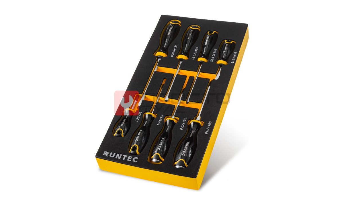  RUNTEC RT-SDE8S Набор усиленных и стандартных отверток RUNTEC CrV, S2 в ложементе EVA, 8 предметов (0)