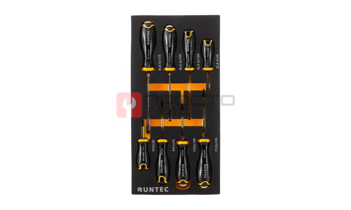  RUNTEC RT-SDE8S Набор усиленных и стандартных отверток RUNTEC CrV, S2 в ложементе EVA, 8 предметов (1)