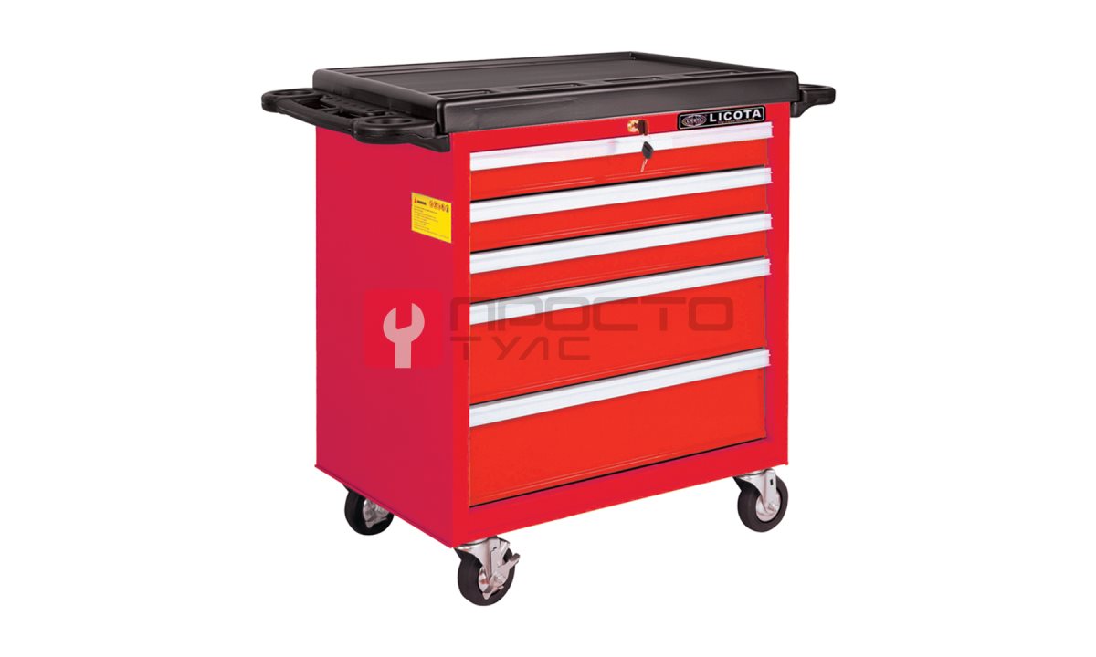  Licota AWX-2602RTS Тележка инструментальная, 5 полок, пласт. столешница, красная (0)