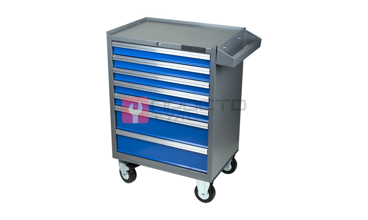  Licota AWX-2603GB-N-R Тележка инструментальная с карманом, 7 полок, сине-серая (1)