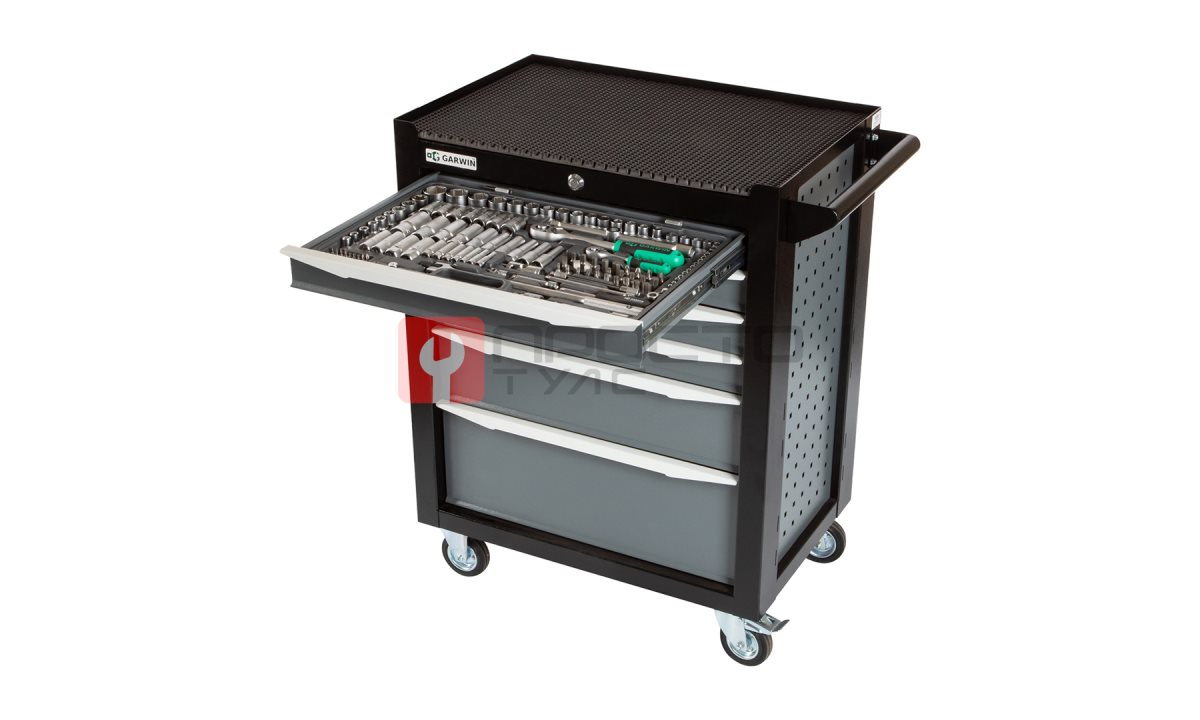  GARWIN PRO EQ-000012 Тележка инструментальная Standart 6 полок, с комплектом инструмента в разборном кейсе, 169 пр. (1)