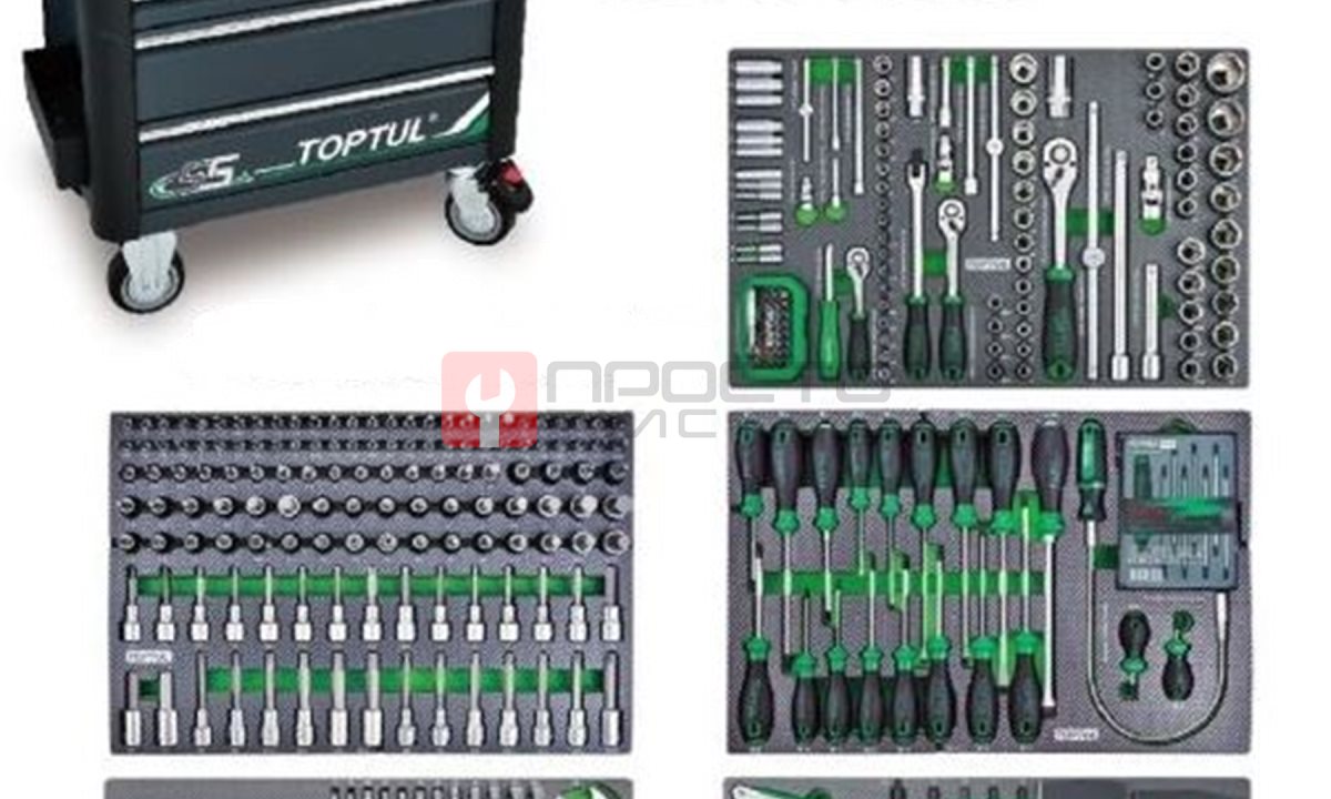 Тележка инструментальная 7 ящиков с набором инструментов 340 предметов TOPTUL GE-34028 (0)