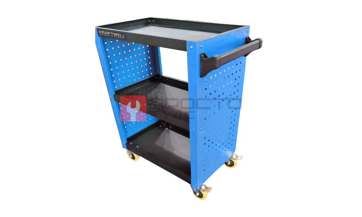  KraftWell KRW-T3PB Тележка инструментальная с 3 открытыми полками и перфорированными боковинами (0)