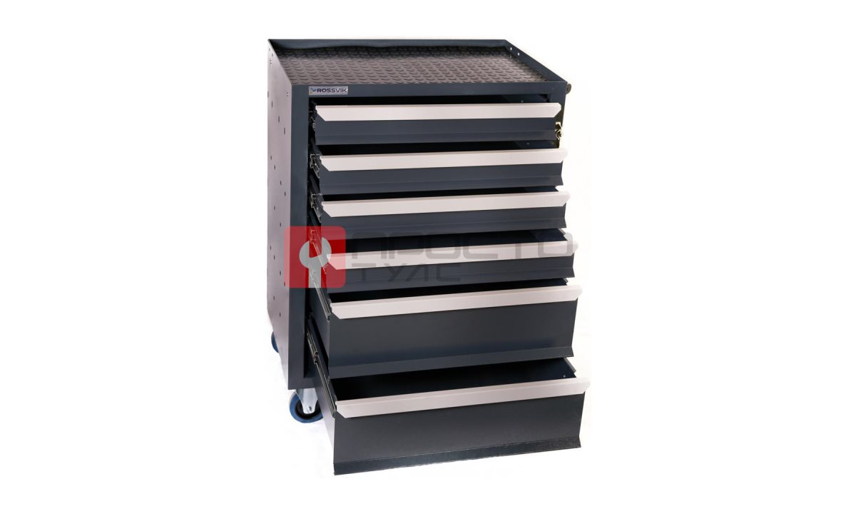  Тележка инструментальная Rossvik T06-7016, 6 выдвижных ящиков, ц/замок, 670*450*930hмм (1)