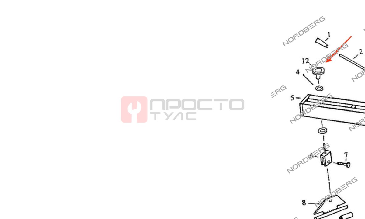  Запчасть барашек крепления основания 12 для N3005 NORDBERG N3005#W-NUT12 (1)