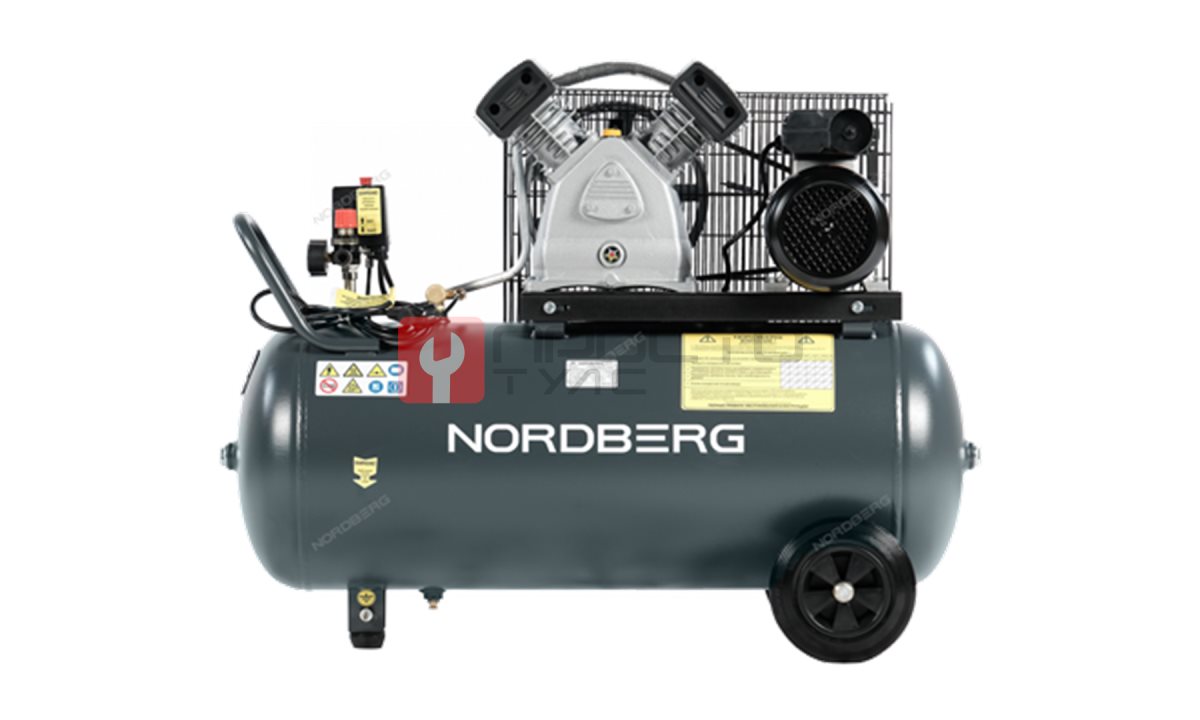  Компрессор поршневой с ременной передачей 220В, ресив. 100л, 420л/мин NORDBERG NCP100/420A (1)