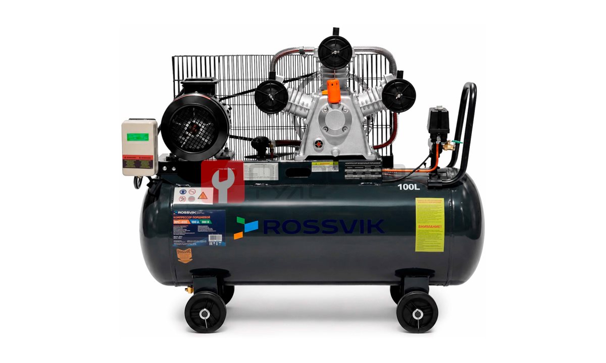 Компрессор ROSSVIK RPC-400, 400 л/мин, 10 бар, ресивер 100 л, 380 В/3 кВт, серый (1)