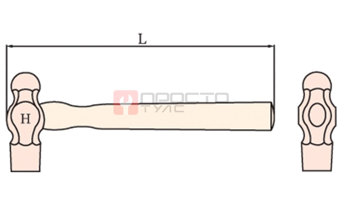  GARWIN INDUSTRIAL GSS-WG0340 Молоток с закругленным бойком искробезопасный 340гр., фиберглассовая ручка (1)