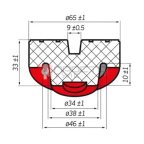  Накладка резиновая с пазом для подкатного домкрата ø38 h33 (4)