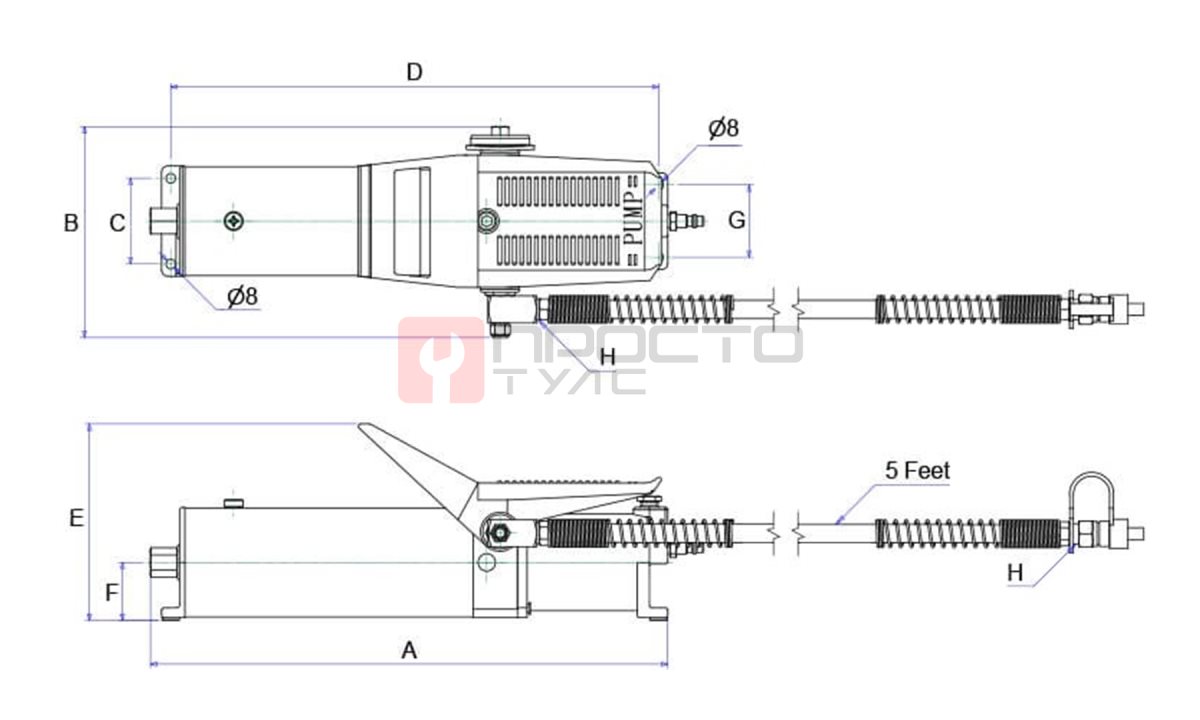  GARWIN INDUSTRIAL 811013-700-0850-38-P Насос ножной гидравлический с пневматическим приводом 700 бар; 0,85 л; 3/8