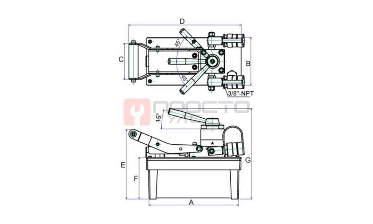  GARWIN INDUSTRIAL 811013-700-3000-2-P Насос ножной гидравлический с пневматическим приводом для двухполостного инструмента 700 бар; 3 л (1)