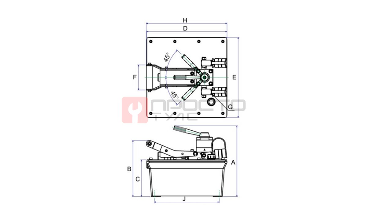  GARWIN INDUSTRIAL 811013-700-8000-2-P Насос ножной гидравлический с пневматическим приводом для двухполостного инструмента 700 бар; 8 л (1)