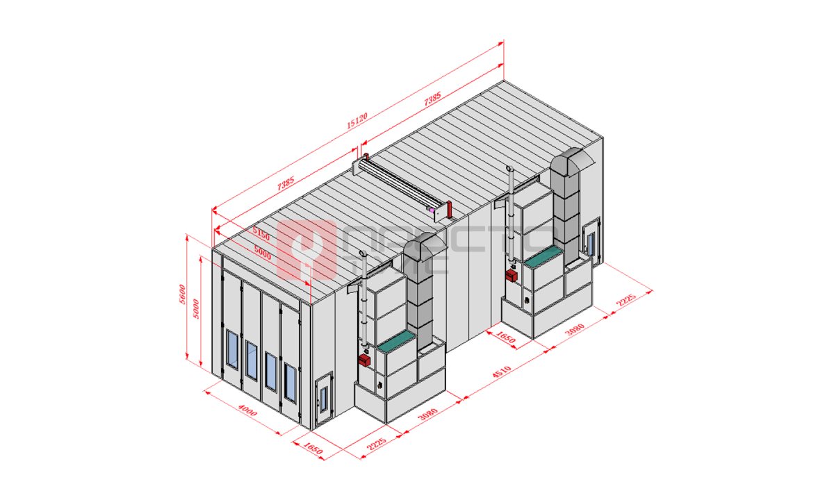  KraftWell KRW1555-MD Покрасочная камера 15 х 5 х 5 м., 84 000 м3/ч (0)