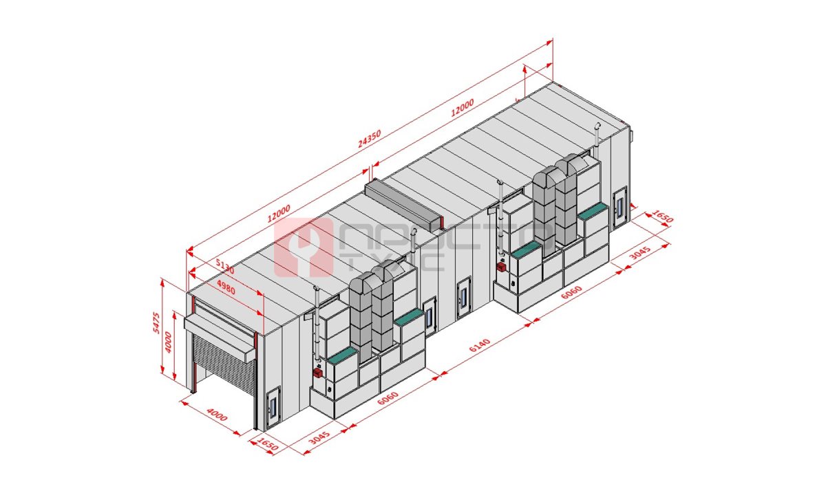  KraftWell KRW2455-TRMG Покрасочная камера 24 х 5 х 4,9 м., 120 000 м3/ч (0)