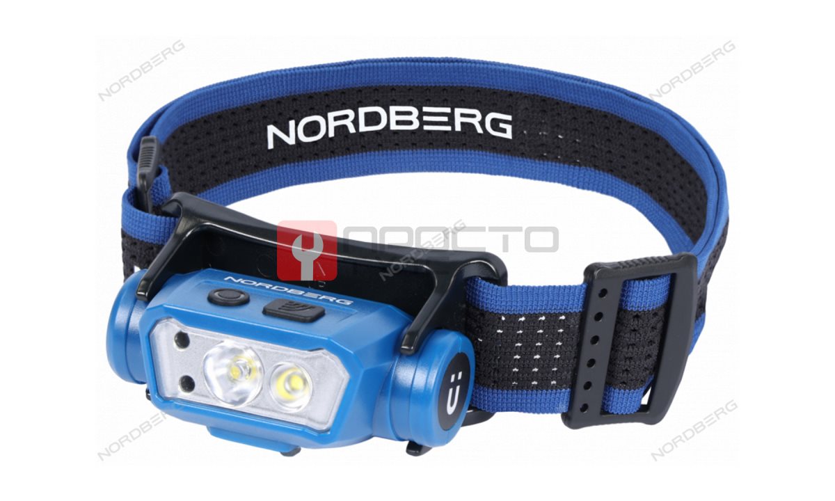  Фонарь светодиодный налобный, аккумуляторный, 3,7 В c датчиком движения NORDBERG 1953 (0)
